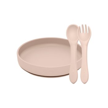   PETITE&MARS Szilikon 2 részes étkészlet TAKE&MATCH  tányér + evőeszközök Desert Sand 6hó+