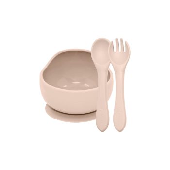   PETITE&MARS Szilikon 2 részes étkészlet TAKE&MATCH  tál + evőeszközök Desert Sand 6hó+