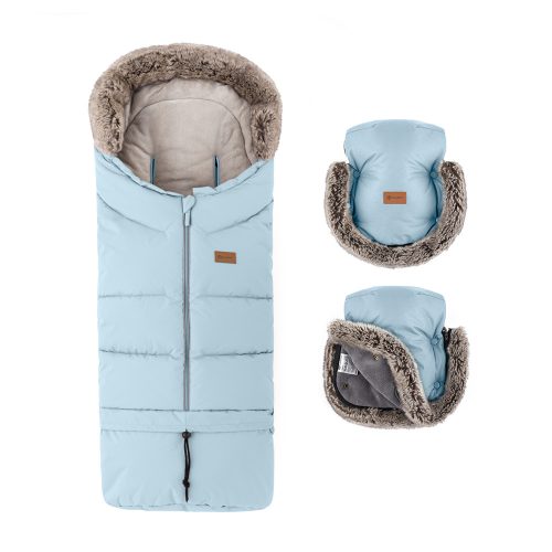 PETITE&MARS Téli szett Arctic 4in1 bundazsák + kézmelegítő kesztyű babakocsira Furry Sky Whisper
