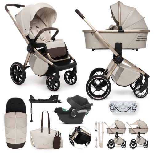 MUUVO KÉSZLET Babakocsi Quick Boho Brown szett 2v1 + CYBEX Aton B2 i-Size + alap