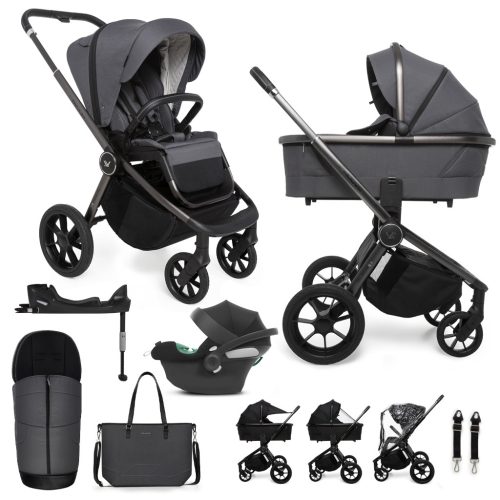 MUUVO KÉSZLET Babakocsi Quick SE 2 Diamond graphite szett 2in1 + CYBEX Aton B2 i-Size + alap