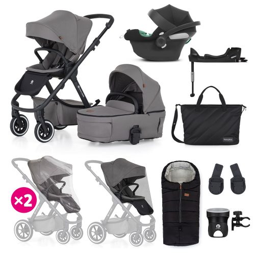 PETITE&MARS KÉSZLET Babakocsi 4v1 ICON Dove Grey XXL AIR + CYBEX Aton B2 i-Size