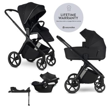   EASYWALKER Kočík kombinovaný Zoey Pure Black + CYBEX Aton B2 i-Size + základňa