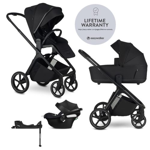 EASYWALKER Kočík kombinovaný Zoey Pure Black + CYBEX Aton B2 i-Size + základňa