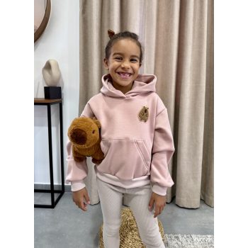   Capybara kapucnis gyerek melegítő pulcsi - Púderrózsaszín