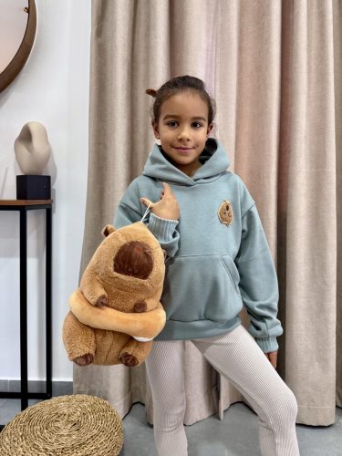 Capybara kapucnis gyerek melegítő pulcsi - Menta