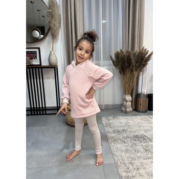 Krém bordázott vastag anya - gyerek leggings / Gyerek