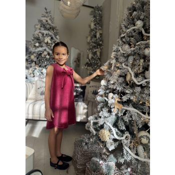 Bordó bársony masnis ünnepi anya - lánya ruha / Gyerek