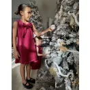 Bordó bársony masnis ünnepi anya - lánya ruha / Gyerek Bordó bársony masnis ünnepi anya - lánya ruha / Gyerek