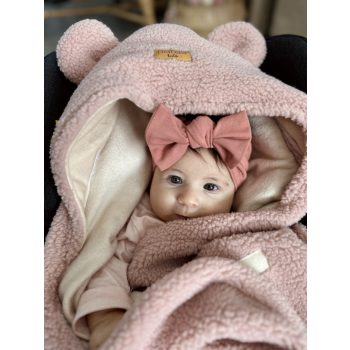 Teddy kocsitakaró - pasztell rózsaszín