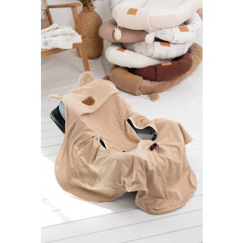 Vékony pamut kocsitakaró - bézs macis