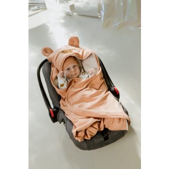 Vékony pamut kocsitakaró - macis pasztell tégla 