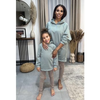 Bézs bordázott vastag anya - gyerek leggins / Felnőtt 