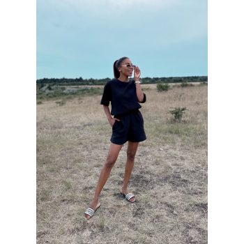 Kétrészes muszlin NŐI szett  - FEKETE