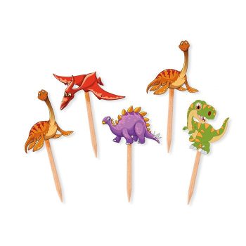   Dinoszauruszos tortabeszúró és parti pálcika 25 db 4x7 cm-es