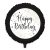 Kerek fólia lufi 45 cm-es fekete-fehér, Boldog születésnapot