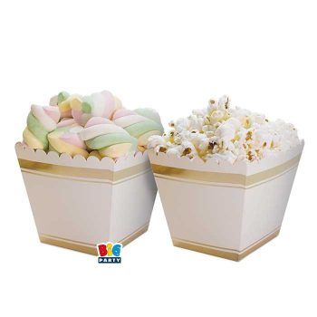   Klasszikus arany színű édesség tálaló parti papírdoboz 6 db 6,5x 8x6,5 cm-es