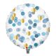 Kerek fólia lufi 45 cm-es, Kék konfettis