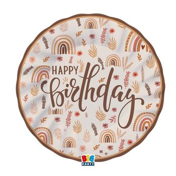 Happy Birthday bohém stílusú parti tányér 8 db 25 cm-es