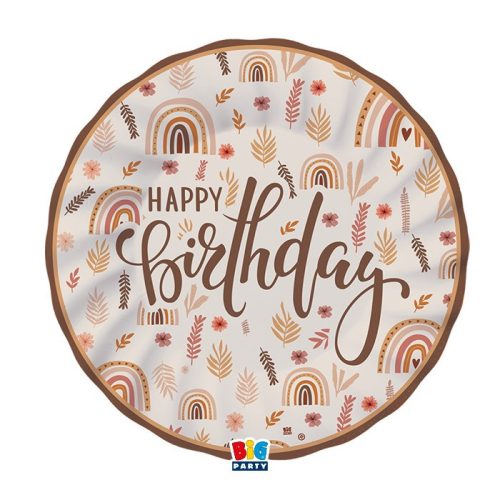 Happy Birthday bohém stílusú parti tányér 8 db 25 cm-es