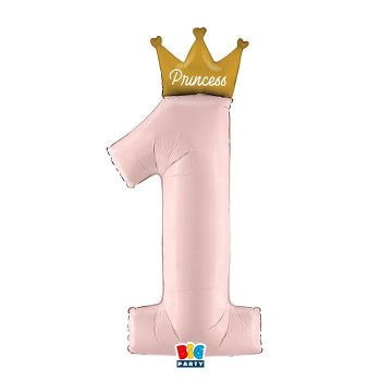 1-es számos fólia lufi 117 cm, Hercegnő