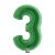 3-as számos fólia lufi 102 cm, Zöld