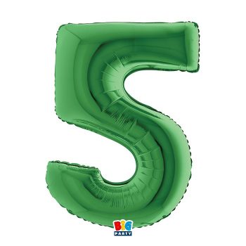 5-ös számos fólia lufi 102 cm, Zöld