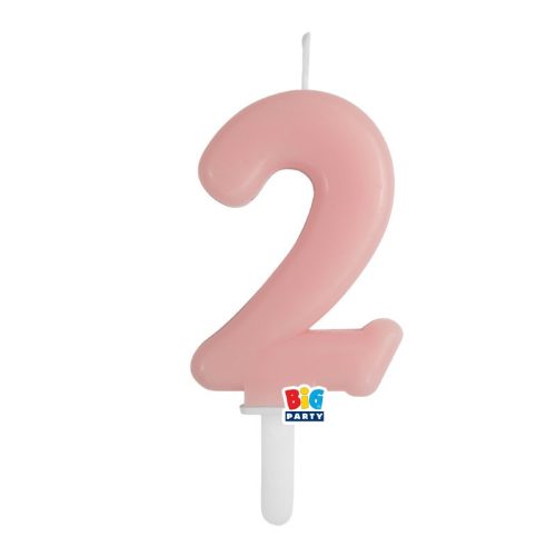 2-es számos gyertya babarózsaszín 7 cm-es