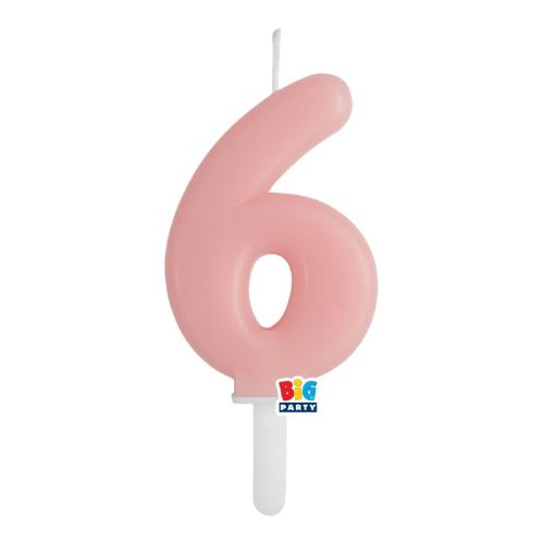 6-os számos gyertya babarózsaszín 7 cm-es