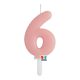 6-os számos gyertya babarózsaszín 7 cm-es