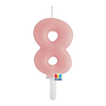 8-as számos gyertya babarózsaszín 7 cm-es