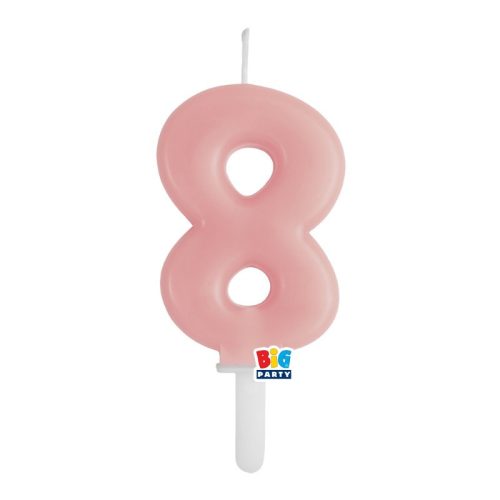8-as számos gyertya babarózsaszín 7 cm-es