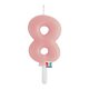 8-as számos gyertya babarózsaszín 7 cm-es