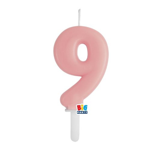 9-es számos gyertya babarózsaszín 7 cm-es
