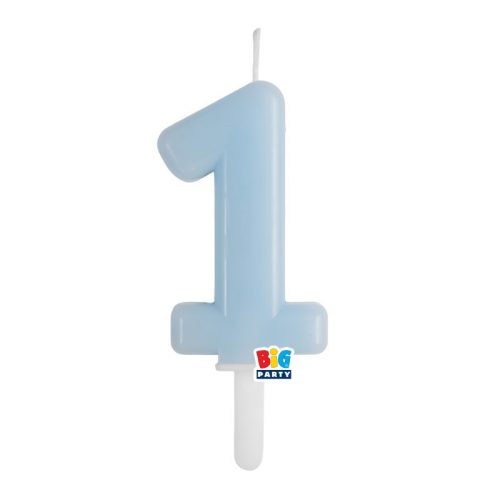 1-es számos gyertya babakék 7 cm-es