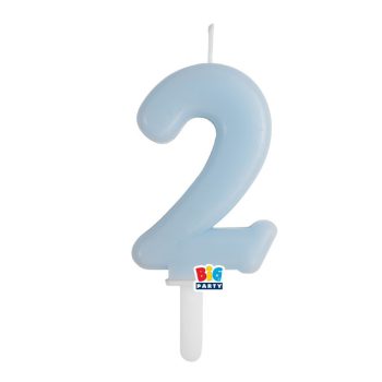 2-es számos gyertya babakék 7 cm-es