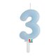 3-as számos gyertya babakék 7 cm-es