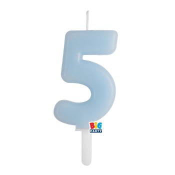 5-ös számos gyertya babakék 7 cm-es