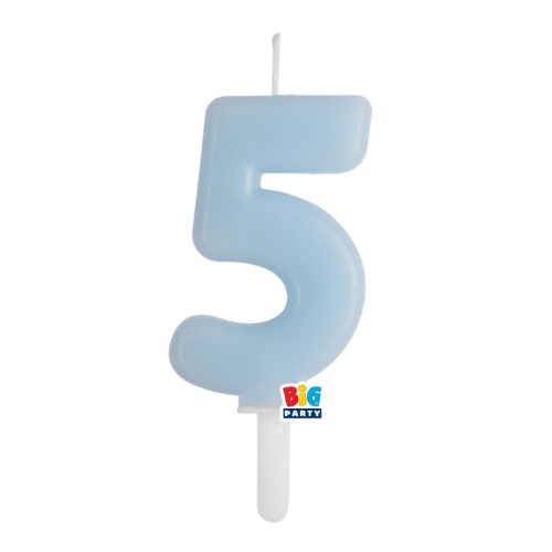 5-ös számos gyertya babakék 7 cm-es