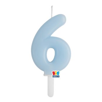 6-os számos gyertya babakék 7 cm-es