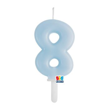 8-as számos gyertya babakék 7 cm-es