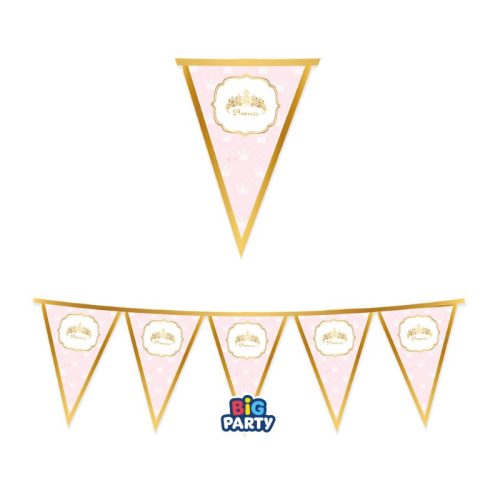 Princess feliratos hercegnős parti zászlófüzér 3m-es