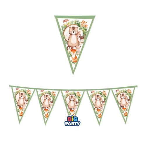 Erdei állatos parti zászlófüzér 3m-es