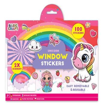   Moxy újrahasználható 100 db-os ablakmatrica 2 db háttérrel, Unikornis Grafix