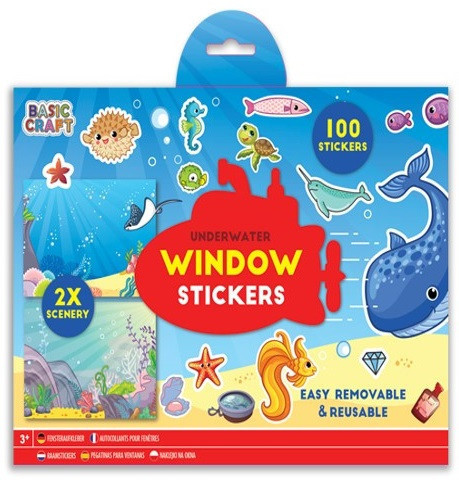 Moxy újrahasználható 100 db-os ablakmatrica 2 db háttérrel, Óceán Grafix