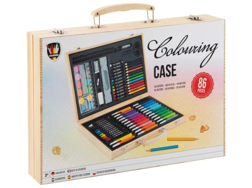 Rajzkészlet fa bőröndben 86 db-os CraftArt
