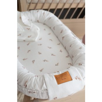 Naras Kids muszlin babafészek - levélkés