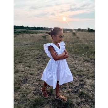 Fehér fodros nyakú anya - lánya ruha / Gyerek