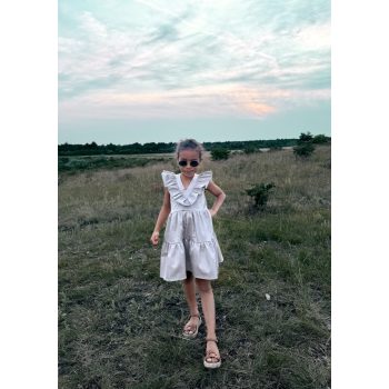 Bézs fodros nyakú anya - lánya ruha / Gyerek