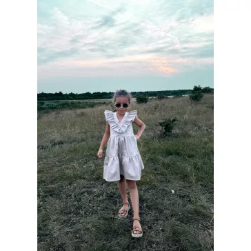 Bézs fodros nyakú anya - lánya ruha / Gyerek